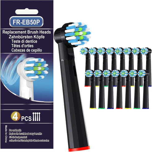 16 Pcs Replacement Toothbrush Heads Compatible with Braun Oral B Pro 1000/7000/9600/5000/3000, Black