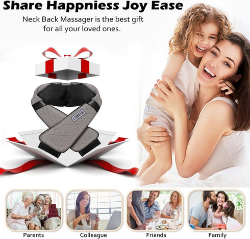 Shiatsu Electric Neck Back Massager Pillow with Heat, 3D Kneading for Pain Relief in Car, Office, Home