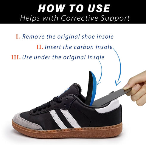 Kids Insoles - Carbon Fiber Insole for Children, Correct Walking Posture, Pain Relief for Plantar Fasciitis (1 Pair)