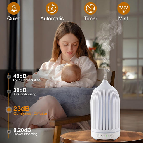 Rivola 200ML 7 Essential Oil Diffuser Aromatherapy Diffuser Cool Mist Color & Waterless Auto Off, Air Diffusers