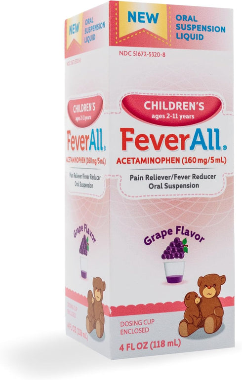 Feverall Liquid Oral Children Fever Reducer/Pain Reliever, 4 oz., Grape
