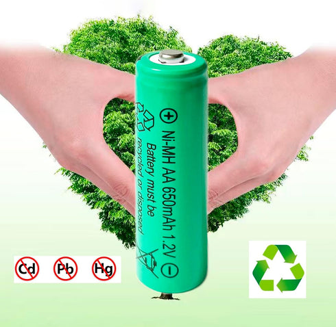 12 Counts AA 650mAh NiMH Rechargeable Batteries, 1.2V Double A Battery for Solar Lawn Light