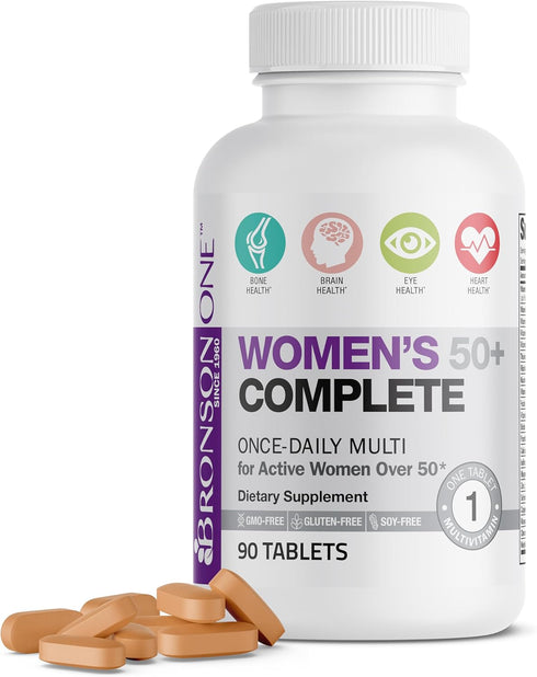Bronson ONE Daily Women’s 50+ Complete Multivitamin | 90 Tablets | Multimineral Supplement
