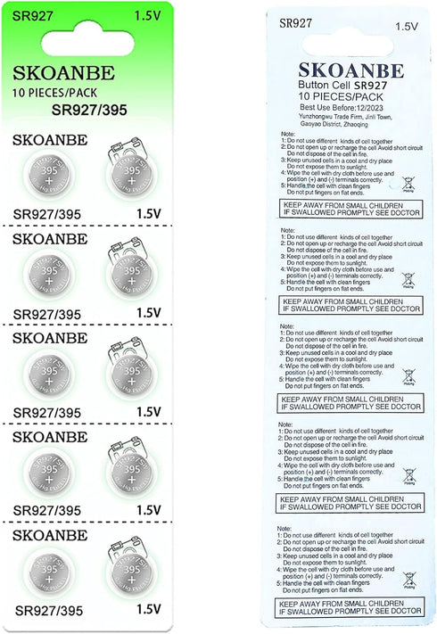 SKOANBE 20Pack 1.5V SR927SW LR926 395 399 AG7 Watch Button Cell Batteries