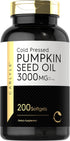 Carlyle Pumpkin Seed Oil 3000mg, 200 Softgel Capsules, Non-GMO and Gluten Free Cold Pressed Dietary Supplement