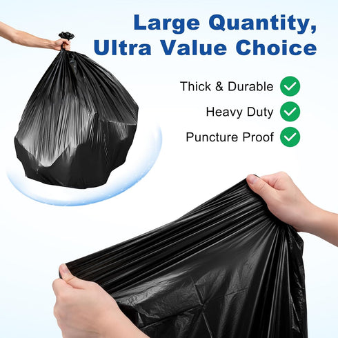 Store 30-33 0.9MIL,100 Count, 32"x38" Commercial, Gallon Trash Bags, Black Garbage Bags, Bolsas de Basura, Durable
