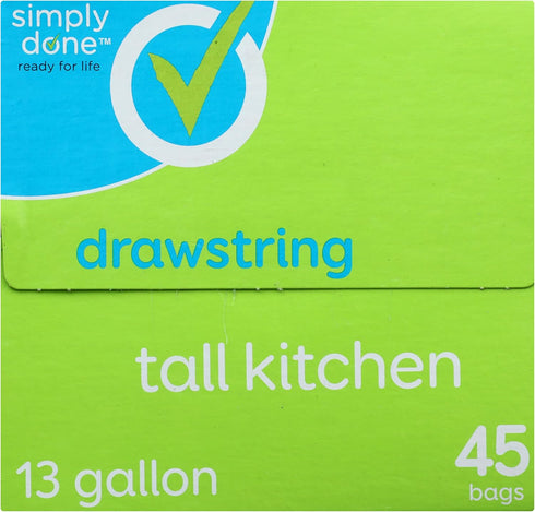 Simply Done 13 45 Count Tall Kitchen Bags, Drawstring, Gallon