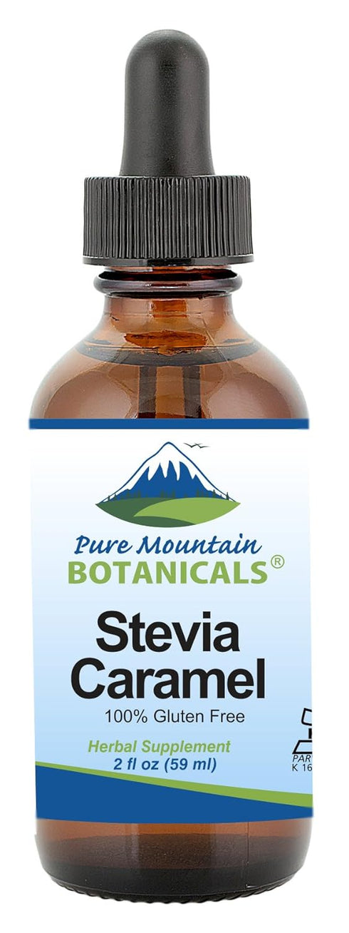 Caramel Stevia Liquid Drops, Natural Sweet Caramel Flavor, Alcohol Free & Kosher, 2oz Glass Bottle