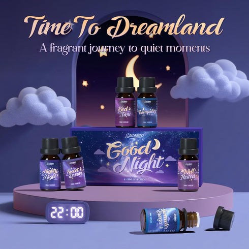 Set SALUBRITO Good Night Fragrance Oils, Premium Essential Oil for Diffuser, Soap, Candle Making scents, Nighty Night