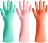 Rubber Cleaning Dishwashing Kitchen Gloves, 3 Pairs Colorful Reusable Rubber Gloves for Dishwashing