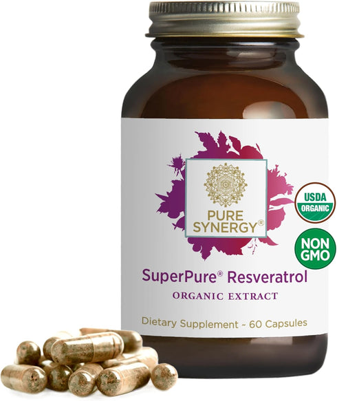 PURE SYNERGY SuperPure Resveratrol Extract | Organic Antioxidant Trans-Resveratrol Supplement with Grape Polyphenols