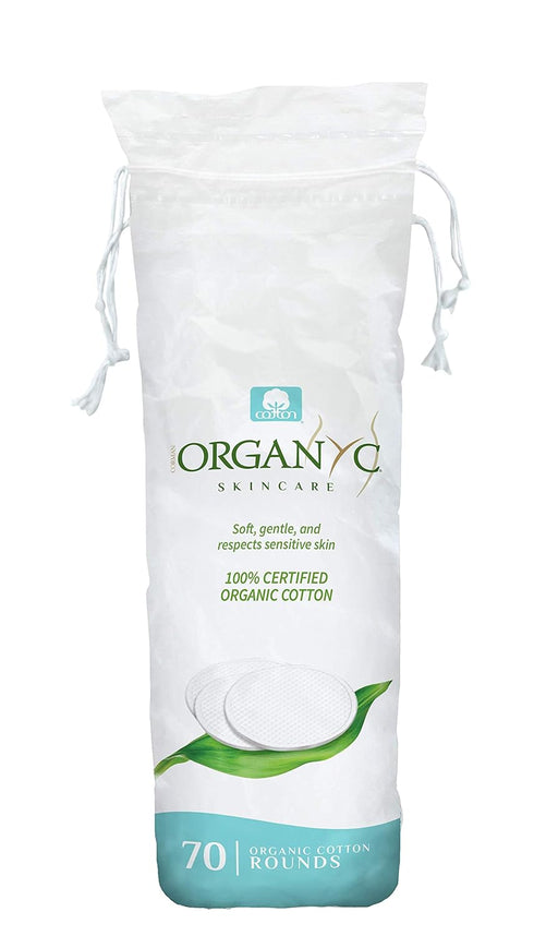Organyc 100% Certified Organic Cotton Makeup Pads, Natural Unbleached Makeup Remover Rounds, 70 Count