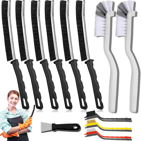 Crevice Cleaning Brush Set, Hard Bristle Gap Scrubber Tools for Bathroom Grout,