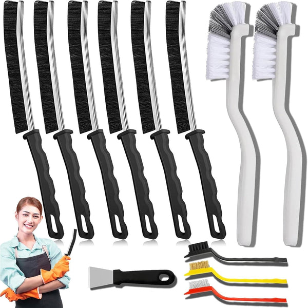 Crevice Cleaning Brush Set, Hard Bristle Gap Scrubber Tools for Bathroom Grout,