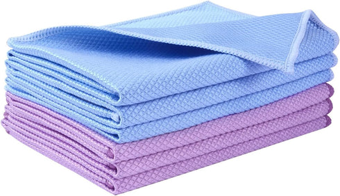 SINLAND Microfiber Glass Cleaning Cloth, 6PK, Lint Free for Windows, Car, Mirrors, Stainless Steel, 16x16 Inch