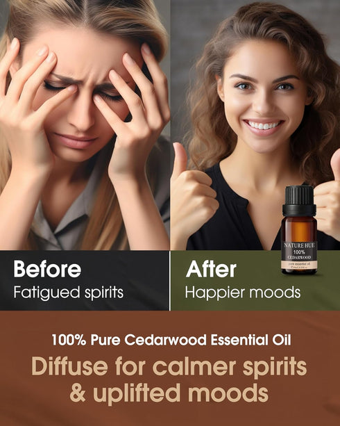 Cedarwood Essential Oil - 10 mL (1/3 oz) - Pure, Natural, Therapeutic Grade for Diffuser, Massage, Stress Relief