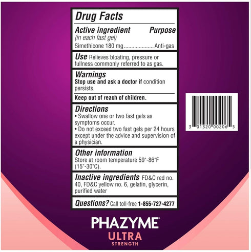 Phazyme Ultra Strength Gas & Bloating Relief - Works in Minutes, 48 Fast Gels