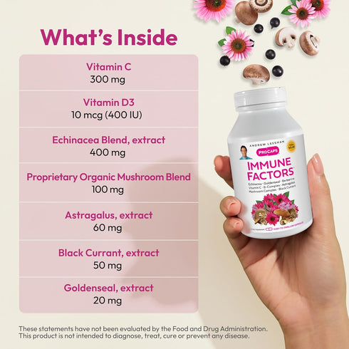 ANDREW LESSMAN Immune Factors, 60 Capsules, Supports Immune System and Natural Defenses