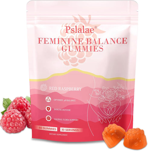 Premium Feminine Balance Gummies for Women Raspberry Flavor pH Balance, Immune &
