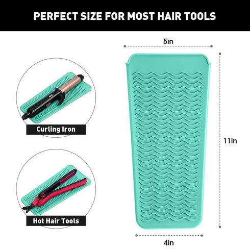 ZAXOP Resistant Silicone Mat Pouch for Flat Iron, Curling Iron, Hot Hair Tools (Mint Green)