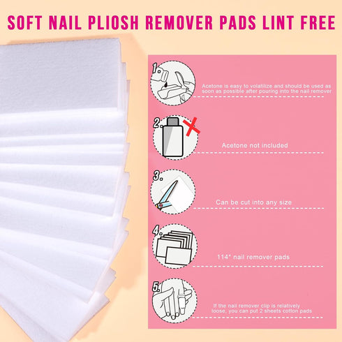 Teenitor Gel Nail Polish Remover Kit, 10pcs Remover Clips, 115pcs Nail Wipe Pads, Hot Red