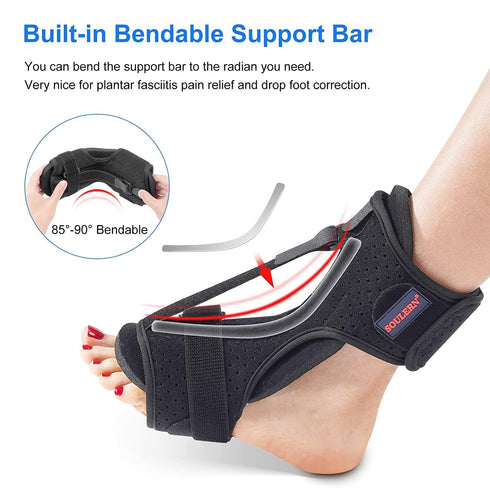 2 Pack Adjustable Plantar Fasciitis Night Splint - Improved Dorsal Brace for Effective Relief from Foot Drop, Achilles