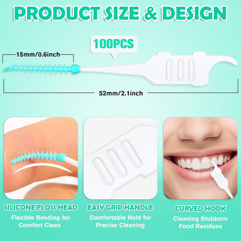 200 PCS Interdental Brushes, Dental Braces Floss Picks for Teeth Cleaning with Soft Bendable Bristles for Oral Care