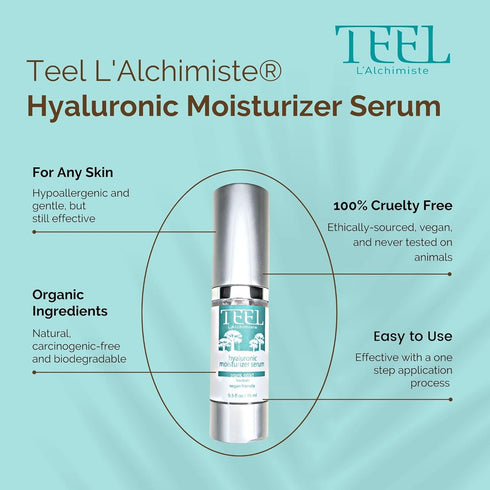 Teel Hyaluronic Moisturizer - Vitamin C Serum for Oily Skin with Hyaluronic Acid, Vitamin E, 0.5 fl oz