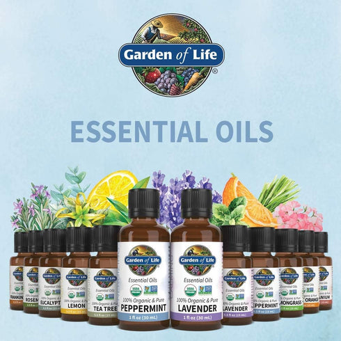 Garden of Life Peppermint Essential Oil, 0.5 fl oz (15 mL), 100% USDA Organic for Diffuser & Aromatherapy