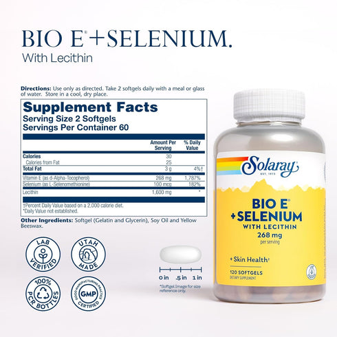 Solaray Bio E with Selenium Supplement, 400iu, 120 Count