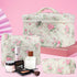 Cute Makeup Bag for Women - 3 Pcs Quilted Floral Coquette Aesthetic Travel Cosmetic Bags (Pink Flower)