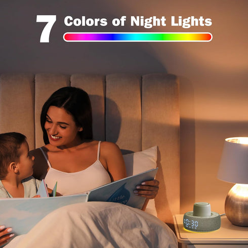 Paussion 25 Dimmable 7 White Noise Machine with Smart Alarm Clock, Soothing Sounds, Portable Sleep Sound Machine Aid