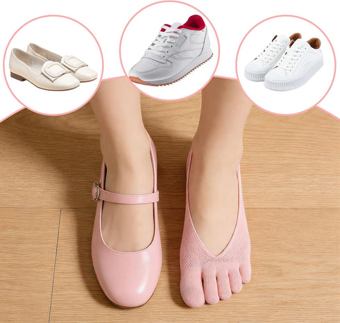 Sibba 5 Pairs Orthopedic Toe Compression Socks, No Show Five Finger Toe Separator Socks for Bunion, Low Cut Liner
