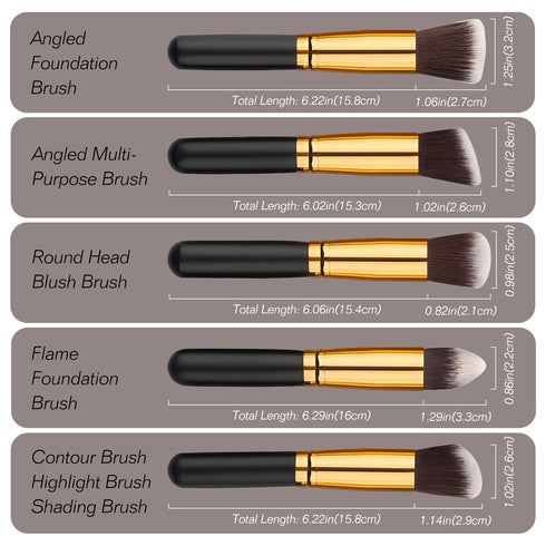 10pcs Premium Synthetic Mini Makeup Brush Set: Eyeshadow, Powder, Eyebrow, Eyeliner, Blush, Foundation & Concealer -