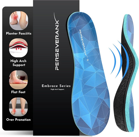 NASA Grade Plantar Fasciitis Insoles for Men Women – High Arch Support Shoe Inserts for Flat Foot Pain Relief