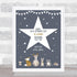 The Card Zoo Birth Details Nursery Christening New Baby Woodland Animals Star Gift Print