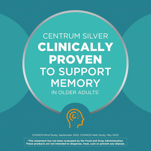 Centrum Silver Multivitamin for Adults 50+, Gluten Free, Non-GMO, Supports Memory and Cognition