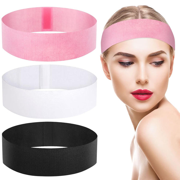 Pimoys 30 Count Disposable Headbands for Facials, Stretch Makeup Headbands for Women Girls, Salons, Bath, Sport