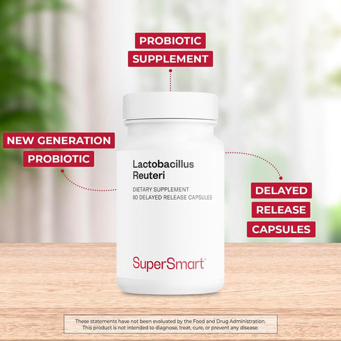 Supersmart - Lactobacillus Reuteri Probiotic Supplement, 5 Billion CFU per Day - 60 DR Capsules