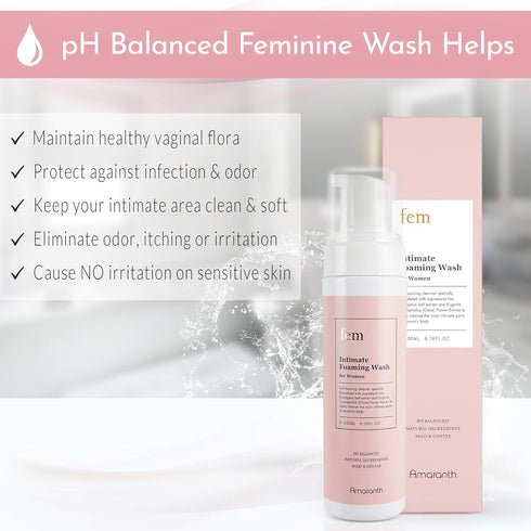 fem pH Balance Intimate Wash for Women - Gentle Cleanser for Sensitive Skin, Daily Use, Eliminates Irritation, Itching,