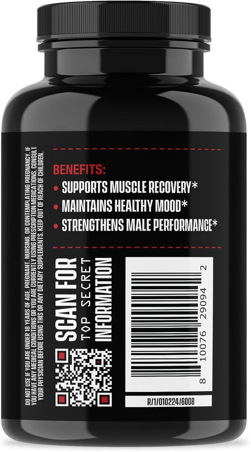 Jocko Fuel Test Booster for Men, Natural Endurance & Strength Booster, 120ct with Ginger Root, Shilijat & Tongkat Ali