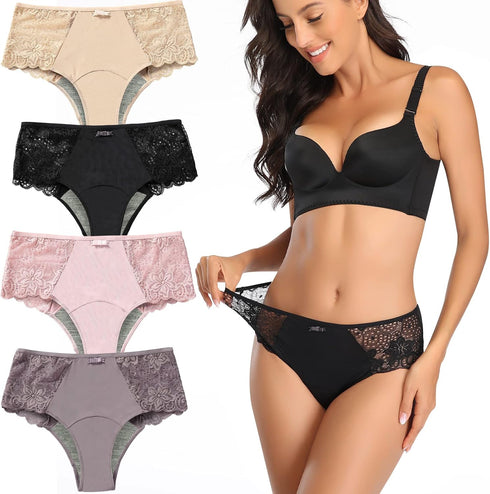 Intiflower Period Underwear for Women, Leakproof Period Panties, Lace Menstrual Underwear Breathable &