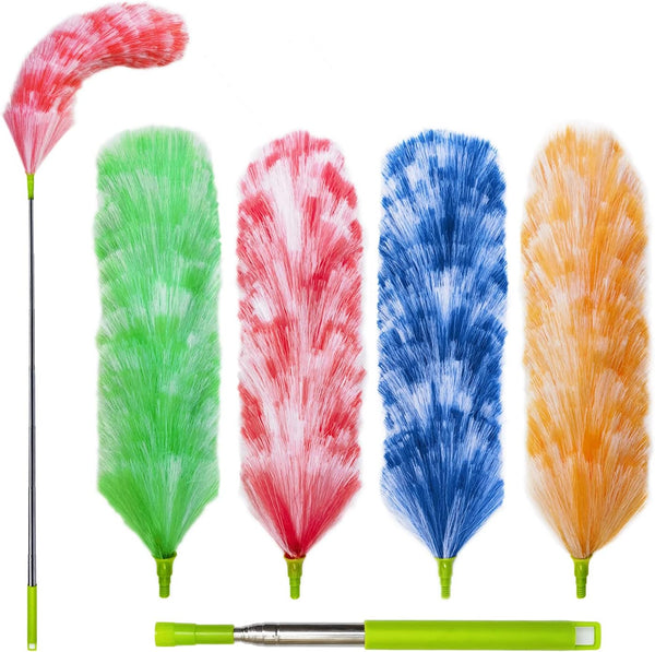 4 Pack Washable Electrostatic Duster, Extendable Feather Duster for Cleaning, 25" to 55"