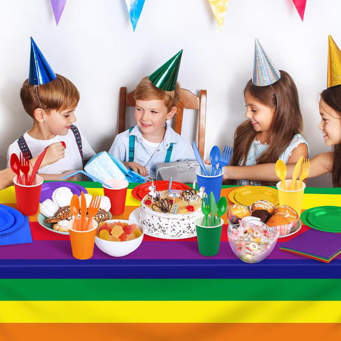 169 Pieces Rainbow Party Supplies Disposable Dinnerware Set for 24 Guests, Plates, Cups, Napkins, Cutlery