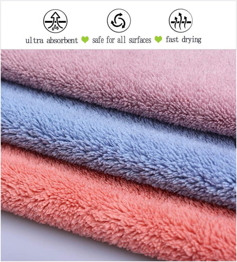 Microfiber Rags Bulk, Multi-Functional Reusable Kitchen Wipes, Absorbent Dish Cloths in 6 Colors
