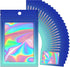 100 Pieces Resealable Mylar Ziplock Bags, Holographic Gradient with Clear Window, 4.1x5.9 Inch Party Sample Bags