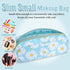 Nylon Small Floral Makeup Bag, Waterproof Slim Pouch for Women, Cute Zipper Pouch for Travel Toiletry and Coin