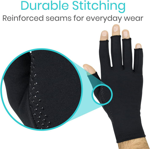 Vive Fingerless Arthritis Gloves for Men & Women, Copper Infused Fabric for Therapeutic Compression