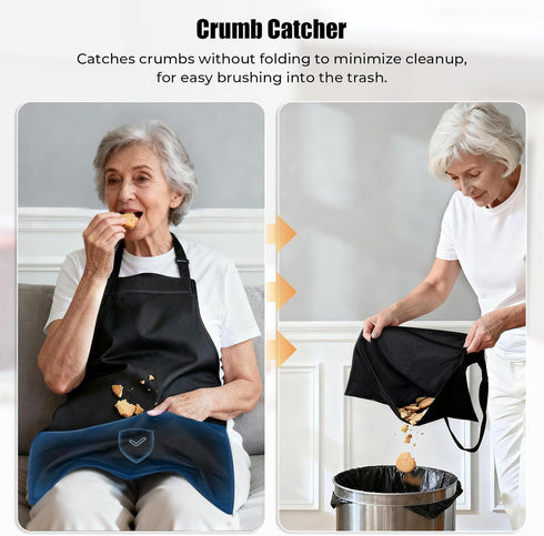 Noverlife Adjustable Adult Bib with Large Crumb Catcher Pocket, Reusable Eating Apron for Elderly Dining Clothing