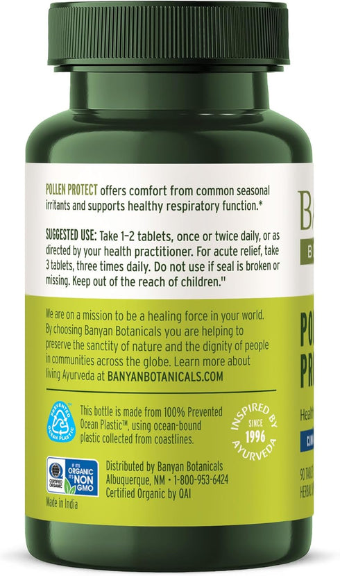 Banyan Botanicals Pollen Protect - Organic Ayurvedic Supplement - Supports Healthy Respiratory Response - 90 Tablets